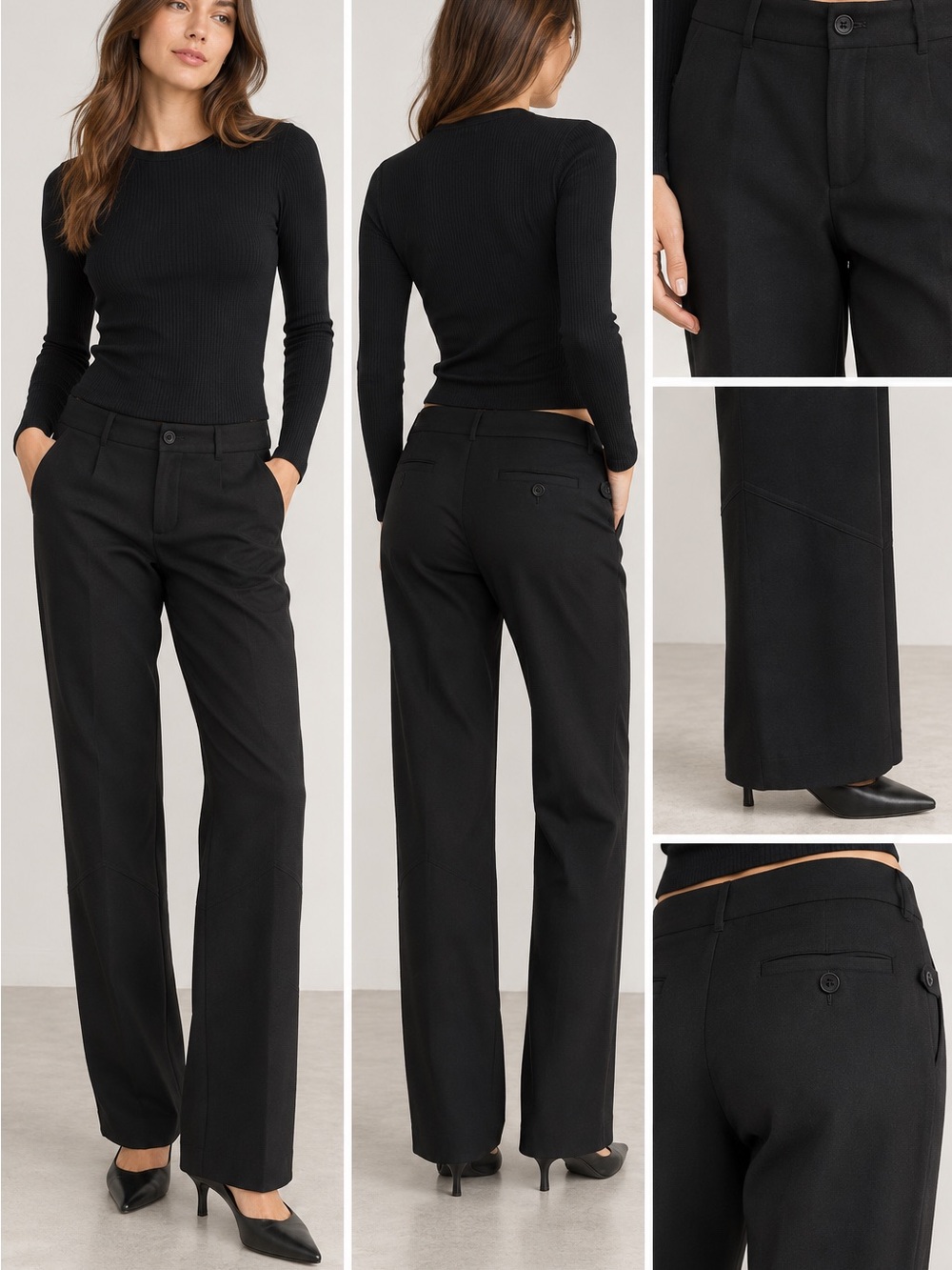 Ralph Lauren Collection Black 100% Wool Low Rise Straight Leg Pants US 4